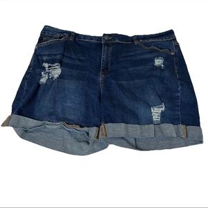 Judy Blue Women’s Size 2XL Jean Short Shorts Rolled Hem Dark Wash Blue #1708
